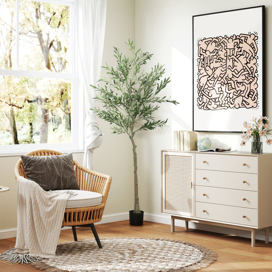 HOMCOM Silk Leaf Artificial Olive Trees