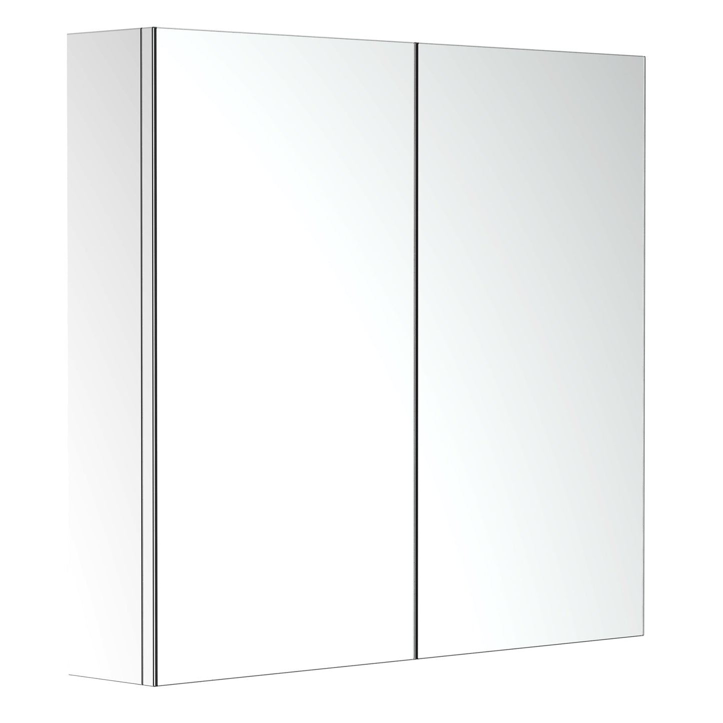 HOMCOM Bathroom Mirror Cabinet, Stainless Steel Wall Mounted Bathroom Storage Cabinet with Double Doors, 60x55cm