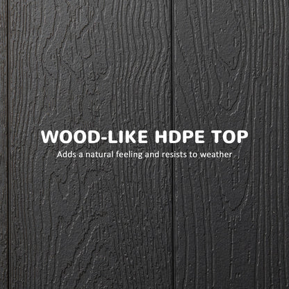 Outsunny Folding Garden Dining Table for 6, Rectangular Outdoor Dining Table with HDPE Tabletop, Foldable Garden Table with Steel Frame for Balcony, Porch, Charcoal Grey