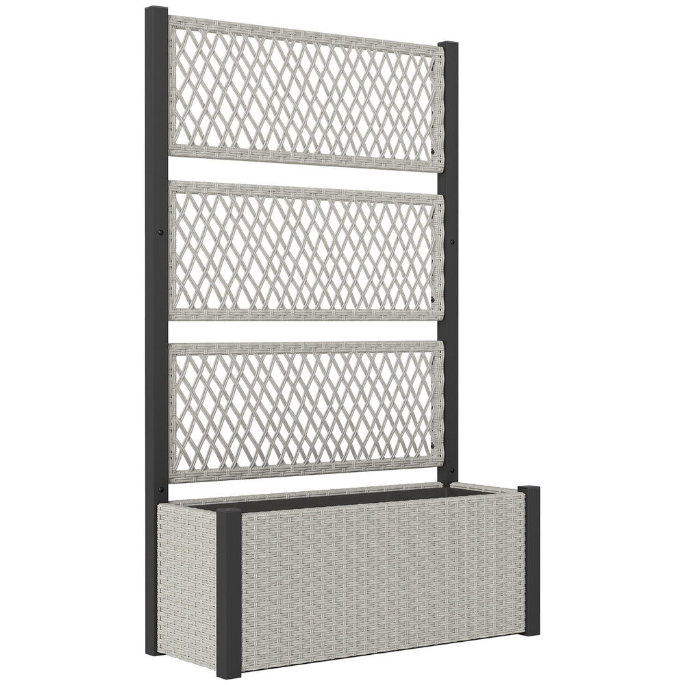 Outsunny Garden Planter Box with Trellis, Liner for Climbing Plants, Vegetables, Flowers, 90 x 35 x 148 cm, Mixed-grey