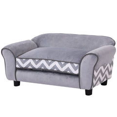PawHut Dog Sofa Bed for XS-Sized Dogs, Cat Sofa with Soft Cushion, Pet Chair Lounge with Washable Cover, Removable Legs, Wooden Frame - Grey