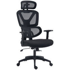 Vinsetto Mesh Office Chair, Height Adjustable Desk Chair with Lumbar Support, Swivel Wheels and Adjustable Headrest, Black