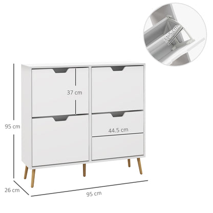 HOMCOM Shoe Storage Cabinet, 4 Flip Drawers, Shoe Organizer for 8-16 Pairs of Shoes, White