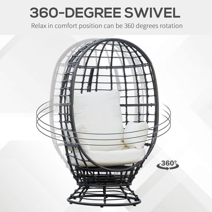 Outsunny 360¡ Swivel Egg Chair Outdoor, Cocoon Single Chair with Cushion for Patio & Conservatory Balcony, Black