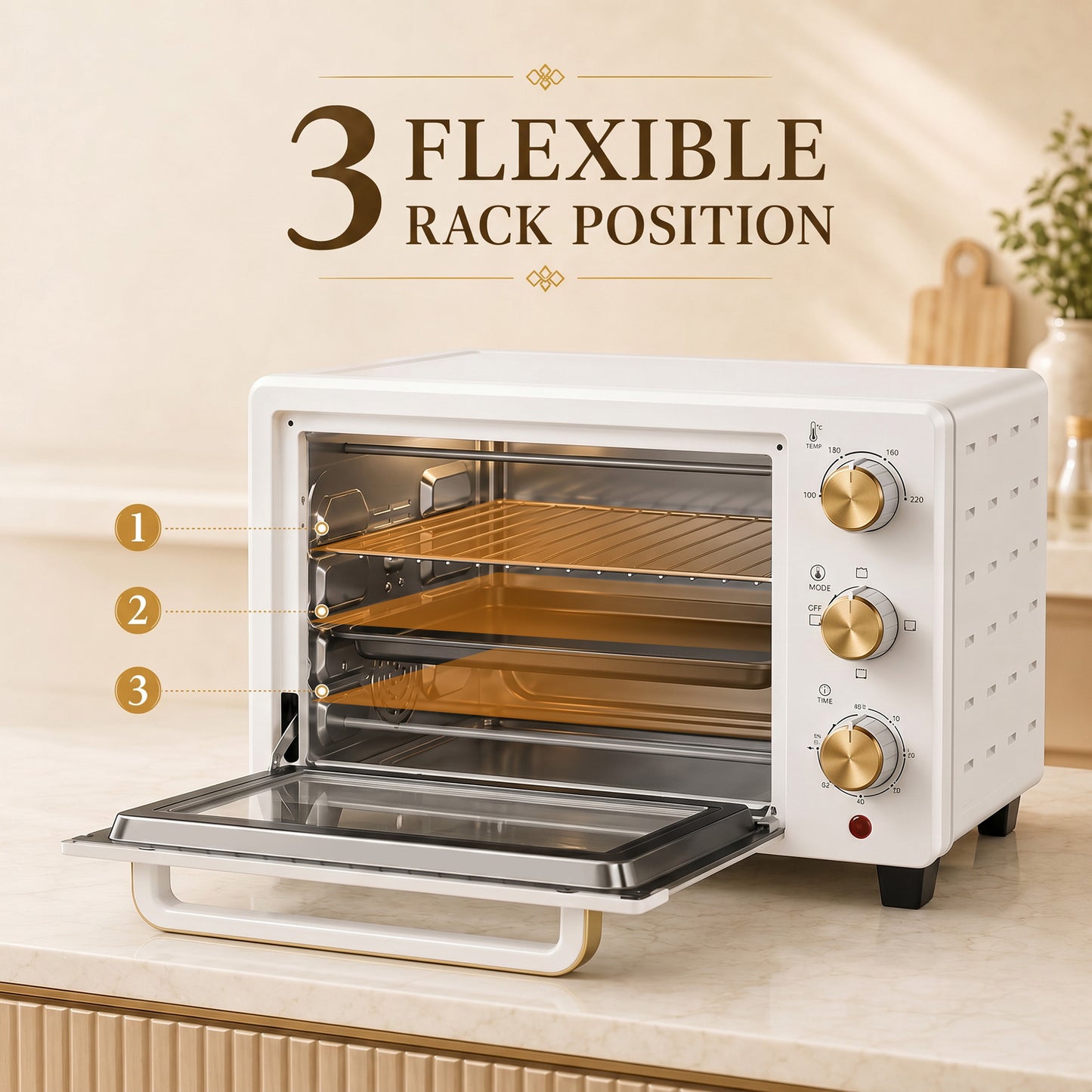 HOMCOM 21L Mini Countertop Oven, 100°C-230°C Adjustable Temperature, White
