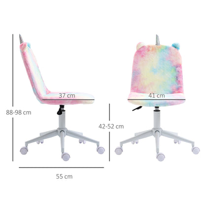 Vinsetto Fluffy Unicorn Office Chair with Swivel Wheel, Cute Desk Chair, Rainbow