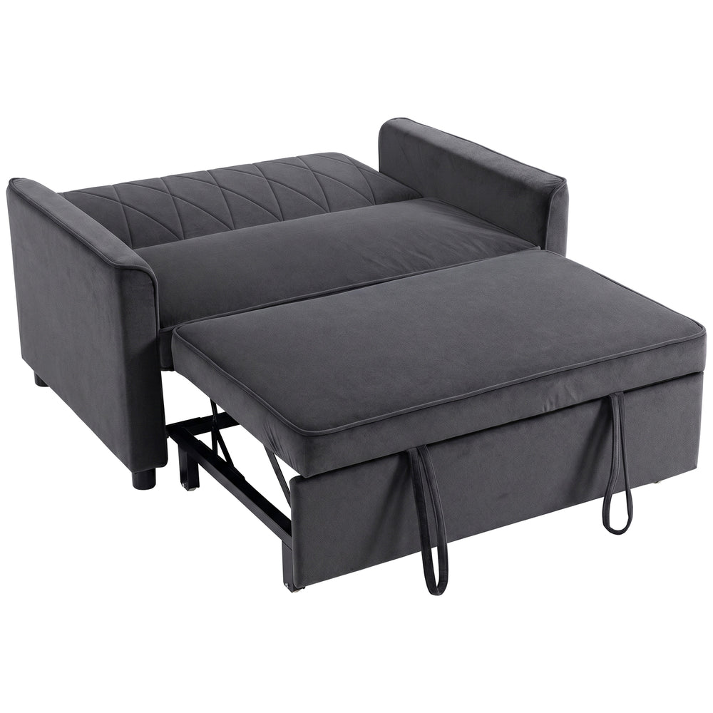 HOMCOM 2 Seater Sofa Bed, 3-in-1 Convertible Pull Out Sleeper Sofa with Clik-Clack Adjustable Backrest, Dark Grey