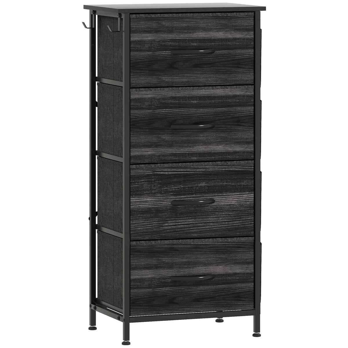 HOMCOM Chest of Four Fabric Drawers - Black