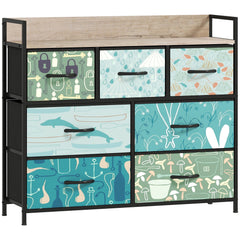 HOMCOM 7-Drawer Chest of Drawers - Blue