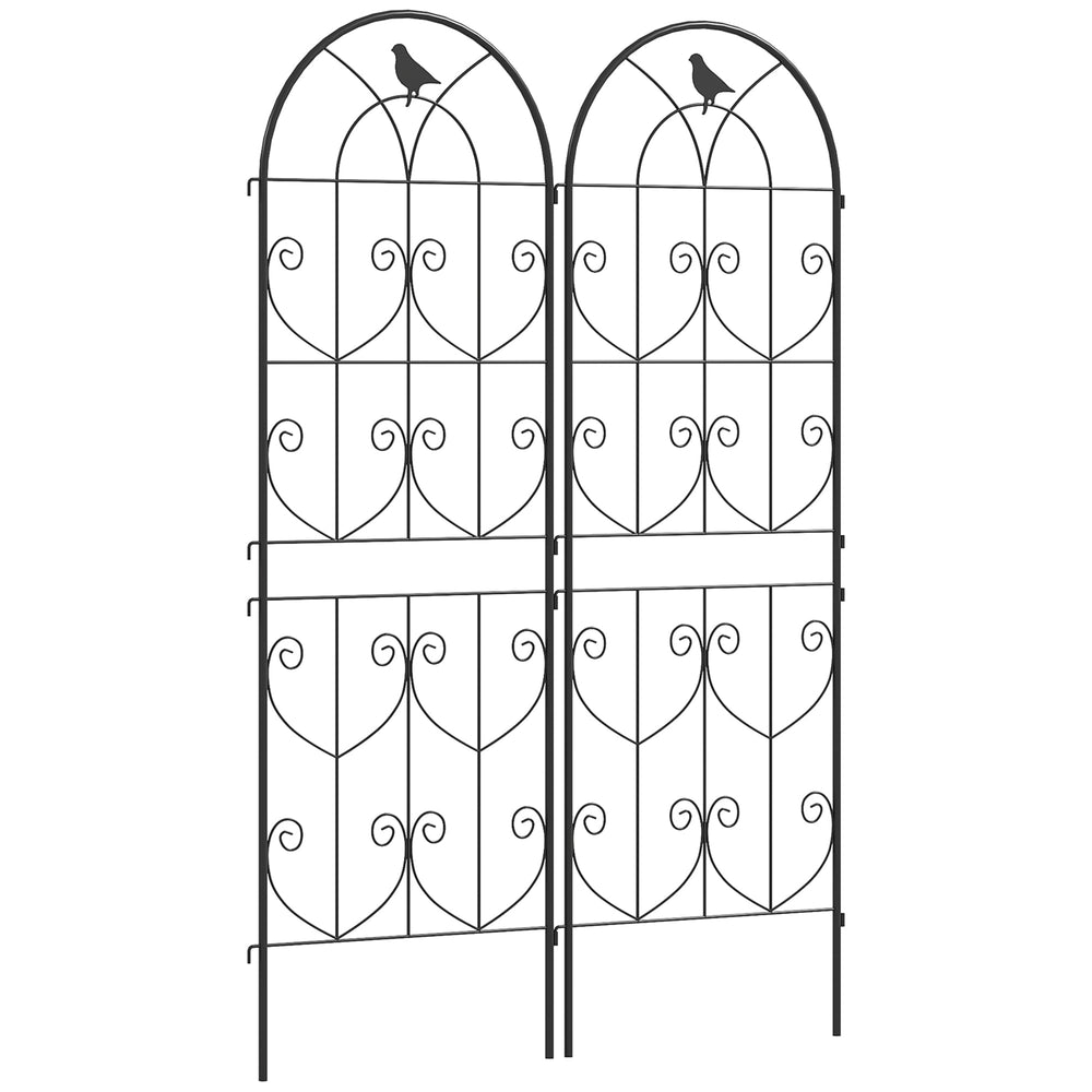 Outsunny Set of 2 Garden Trellis, Metal Fence Panels for Climbing Outdoor Plants, Flowers, 150 x 50cm