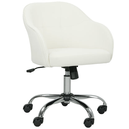 HOMCOM 46-56 cm Velvet-feel Office Chair - Cream