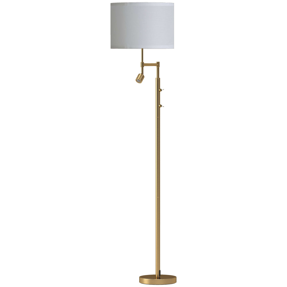 HOMCOM Modern Floor Lamp with Built-In Reading Light, Standing Lamp with Independent Switch, Copper
