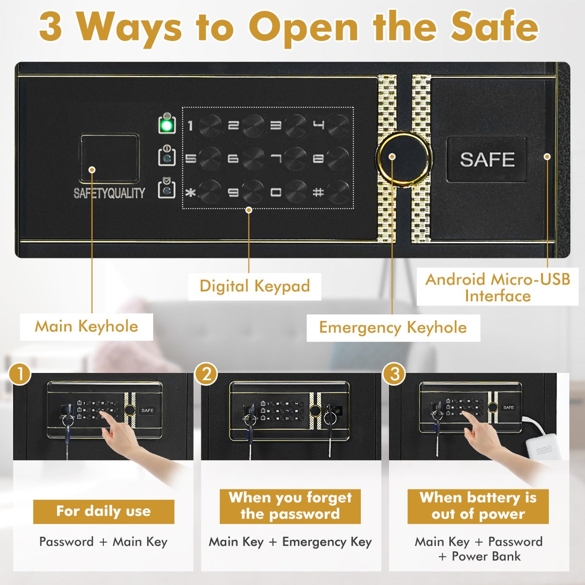 Electronic Digital Security Safe Box with Digital Keypad for Home