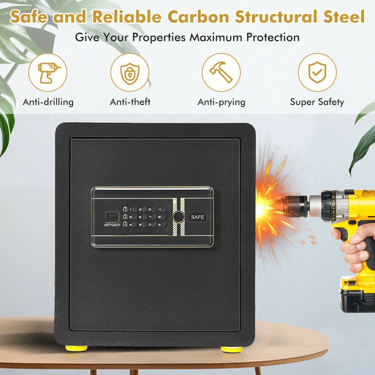 Electronic Safe Box with 3 Opening Ways for Cash Jewelry Deposit-36 x 31 x 41 cm