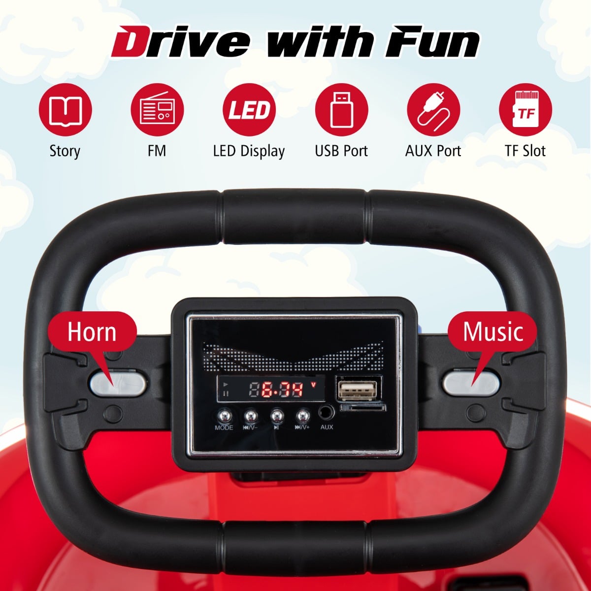 Electric kids Ride-on Bumper Car with 360° Spinning and Dual Motors-Red