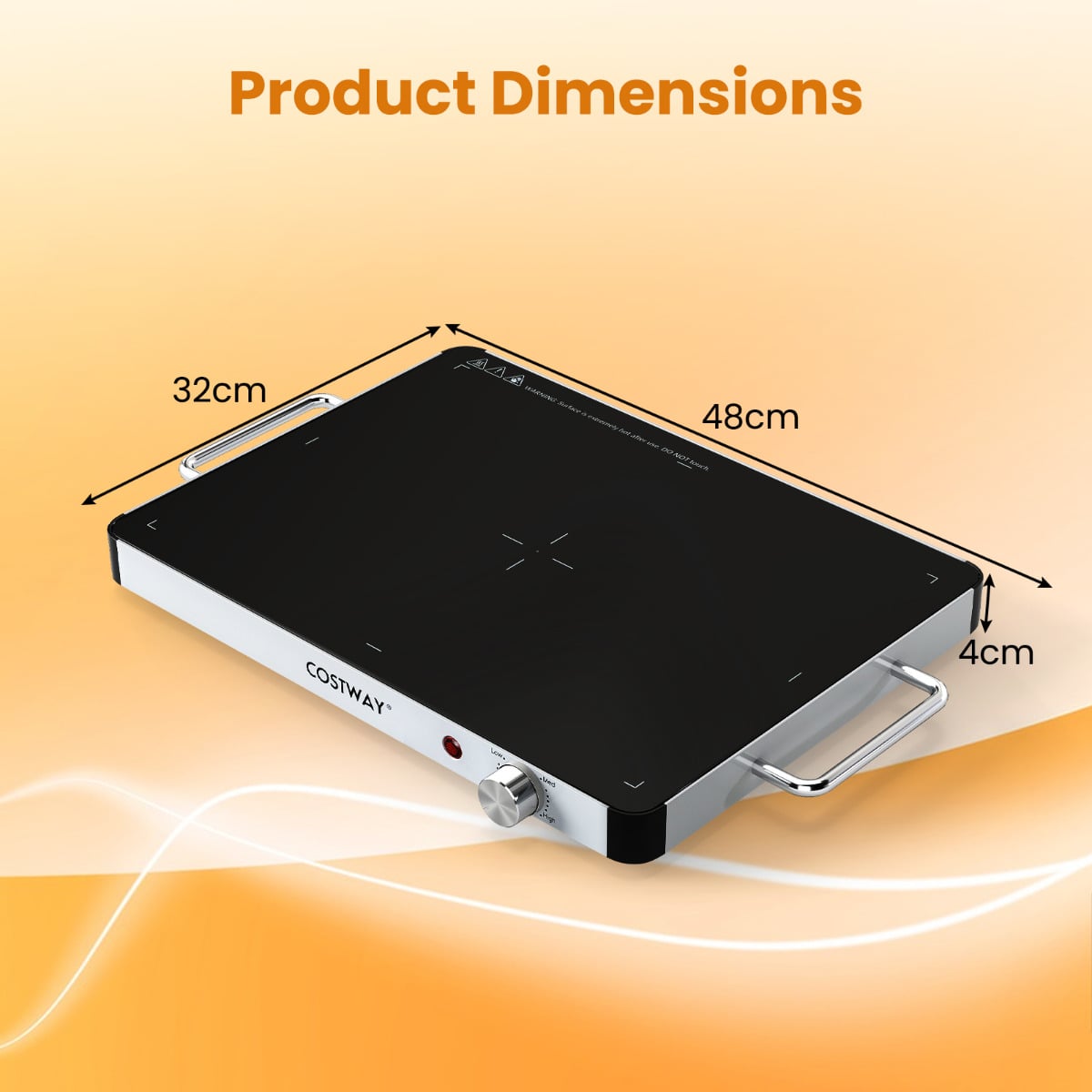 Electric Warming Tray with 40 x 30 cm Surface and Anti-Scalding Handles