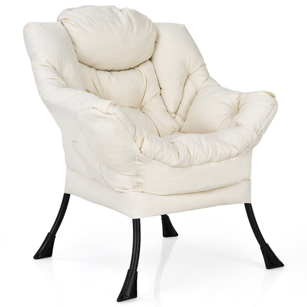 Elegant Polyester Fabric Recliner Chair with Steel Frame-Beige
