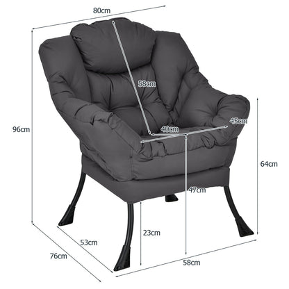 Elegant Polyester Fabric Recliner Chair with Steel Frame-Grey