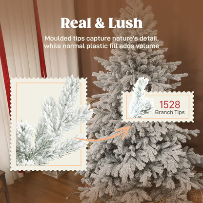 HOMCOM 6ft Snow Flocked Artificial Christmas Tree