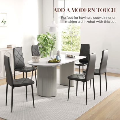 HOMCOM Set of 6 Faux Leather Dining Chairs - Black