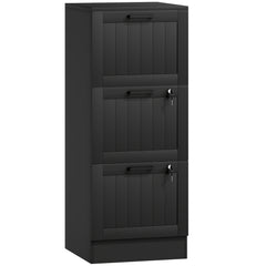 HOMCOM 3 Drawer Filing Cabinet with Lock, Office Storage Cabinet with Adjustable Hanging Bars for A4 Letter Size Files, Black