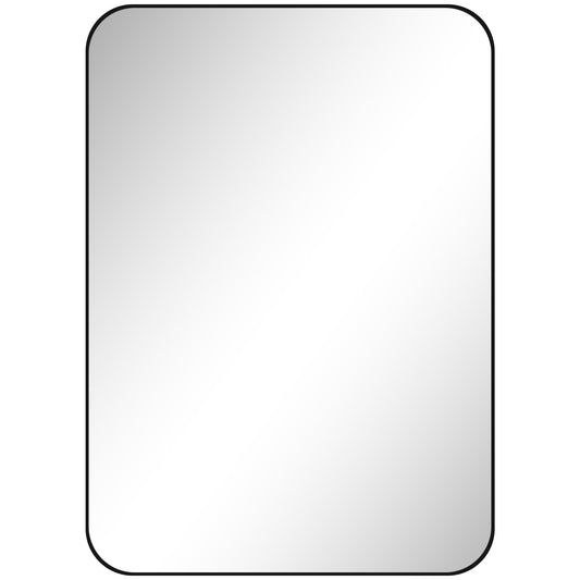 HOMCOM 70 x 50cm Curved Bathroom Mirror - Black