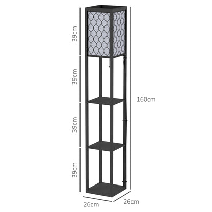 HOMCOM Three-Shelf Standing Lamps Set of 2 - Black
