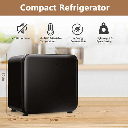 0~10℃ Compact Refrigerator with Reversible Door for Dorm Apartment-Black