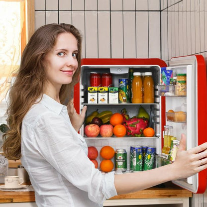 68L Compact Refrigerator with LED Light and Adjustable Thermostat-Red