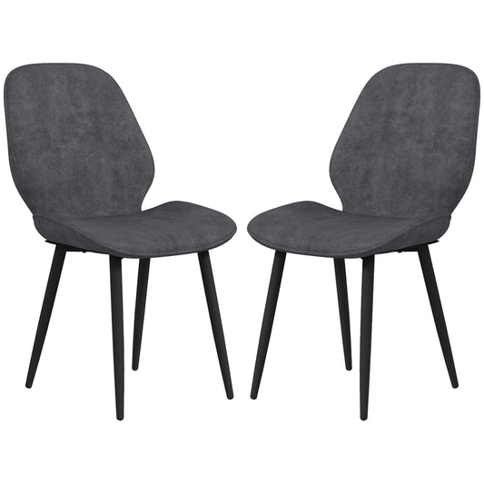 HOMCOM Velvet Dining Chairs, Set of 2 Dining Room Chairs with Metal Legs for Living Room, Dining Room, Grey