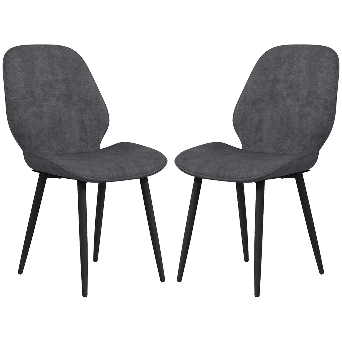 HOMCOM Velvet Dining Chairs, Set of 2 Dining Room Chairs with Metal Legs for Living Room, Dining Room, Grey