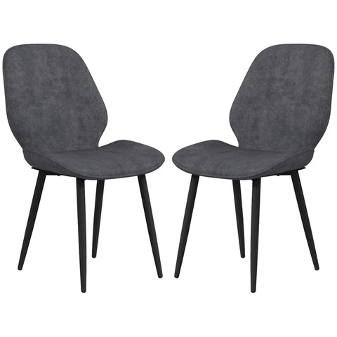 HOMCOM Velvet Dining Chairs, Set of 2 Dining Room Chairs with Metal Legs for Living Room, Dining Room, Grey