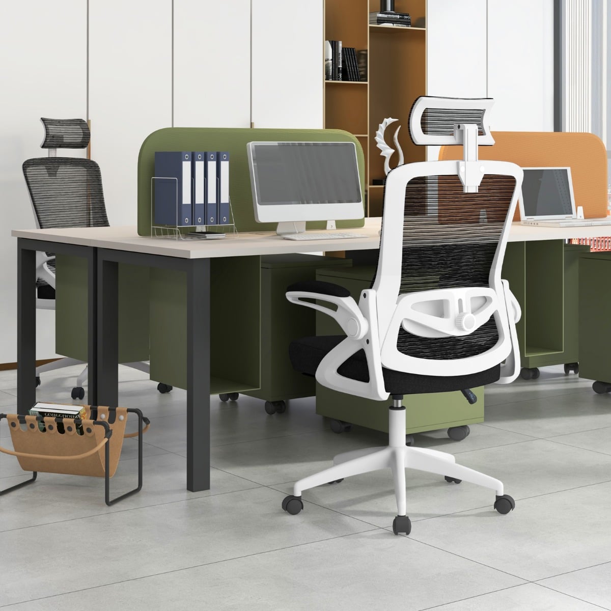 Ergonomic Office Chair with Adjustable Lumbar Support-White
