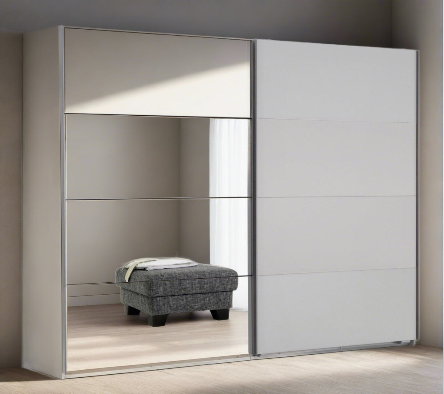 Erasmus 2 Door Mirrored Sliding Wardrobe - White