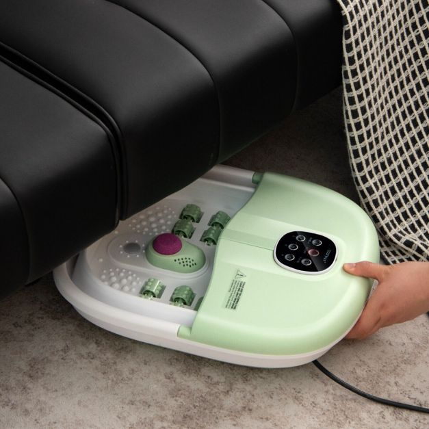 Foot Spa Bath Massager with Heat Bubbles and Remote Control-Green