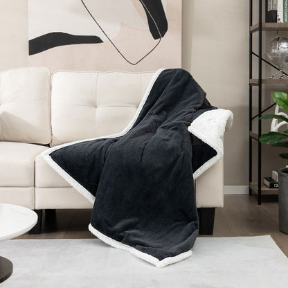 154 x 130 CM Reversible Electric Heated Blanket with 10 Heat Settings-Dark Grey