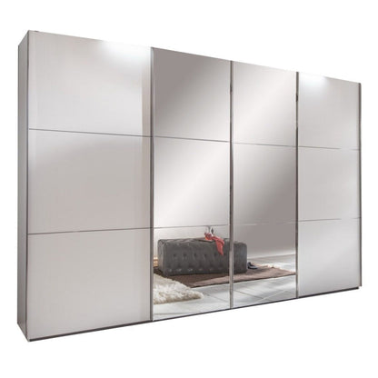 Sliding Wardrobe LANDSCAPE 4 Door Mirrored Wardrobe White 350cm