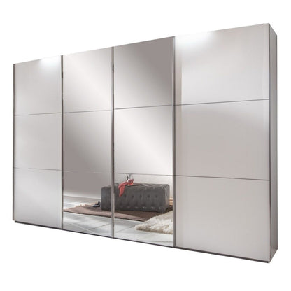 Sliding Wardrobe LANDSCAPE 4 Door Mirrored Wardrobe White 350cm