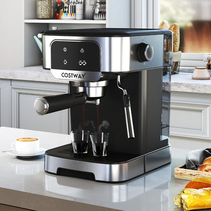 1200W Espresso Machine 20 Bar with Steam Milk Frother-Silver