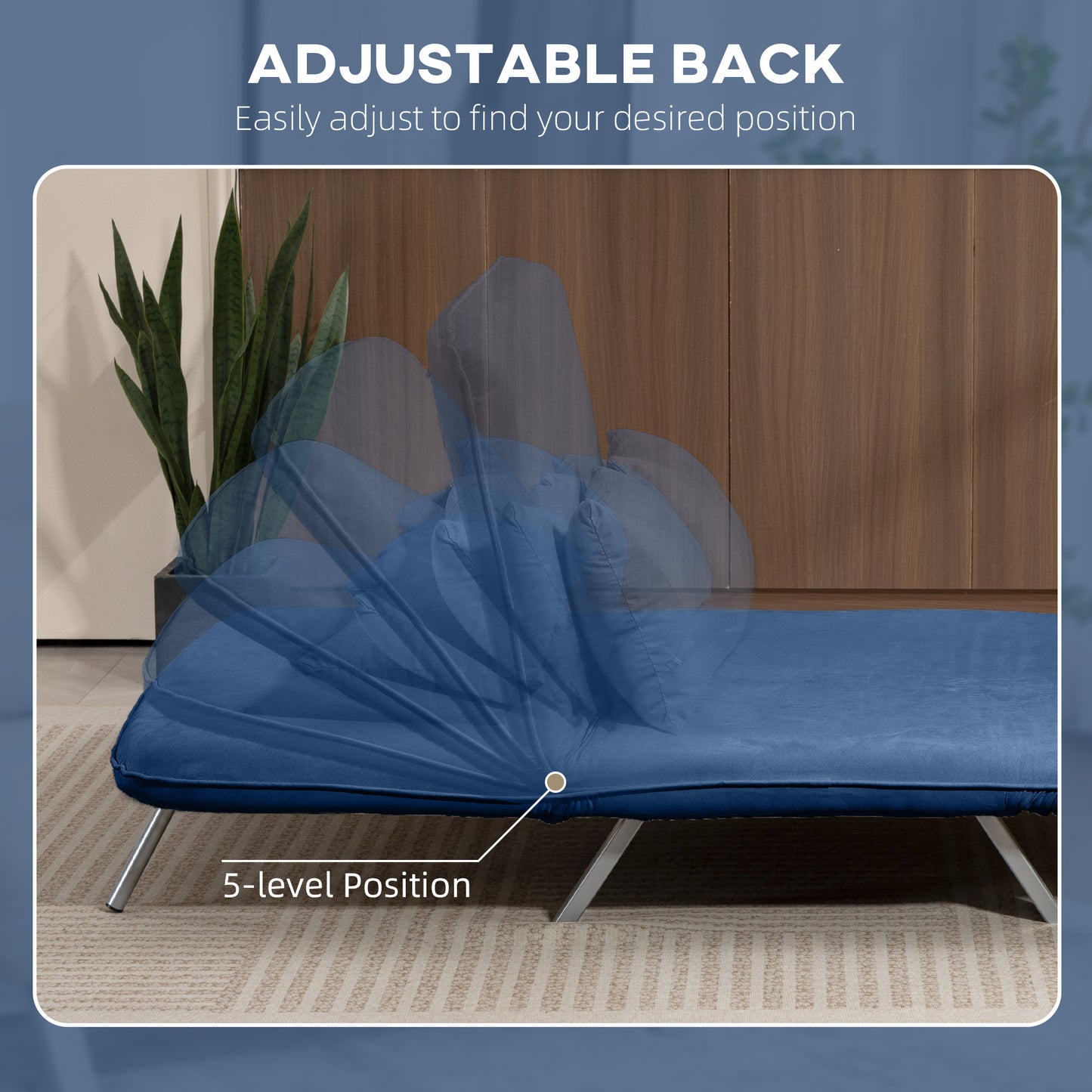 HOMCOM Two-Seater Click-Clack Sofa Bed - Dark Blue
