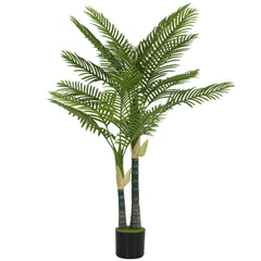 HOMCOM Artificial Palm Tree with 16 PEVA Leaves, 150cm Decorative Artificial Plant with Pot and Moss Effect, Green