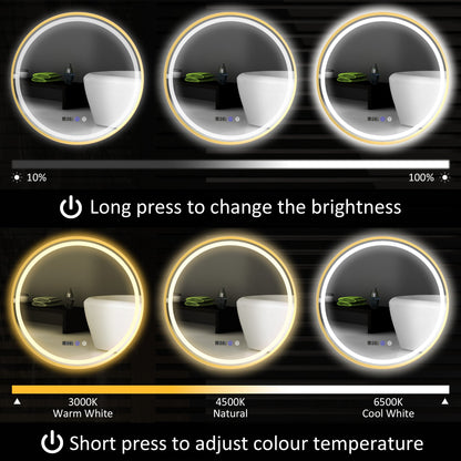 HOMCOM 60cm Anti-Fog LED Bathroom Mirror - Gold Tone