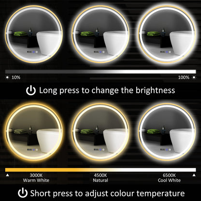 HOMCOM 60cm Anti-Fog LED Bathroom Mirror - Gold Tone