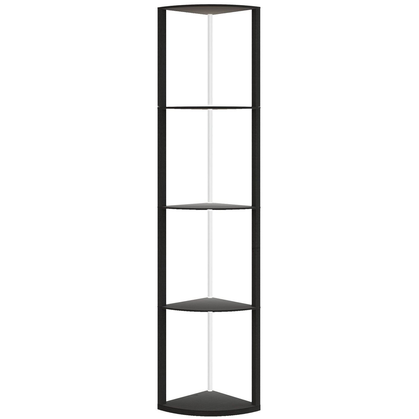 HOMCOM RGB LED Floor Lamp with Shelves, 5-Tier Dimmable Standing Lamp with Adjustable Brightness and Remote Control, Modern Corner Display Shelf Unit for Living Room Bedroom Office, Black