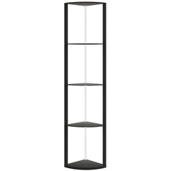 HOMCOM RGB LED Floor Lamp with Shelves, 4-Tier Dimmable Standing Lamp with Remote Control, Black