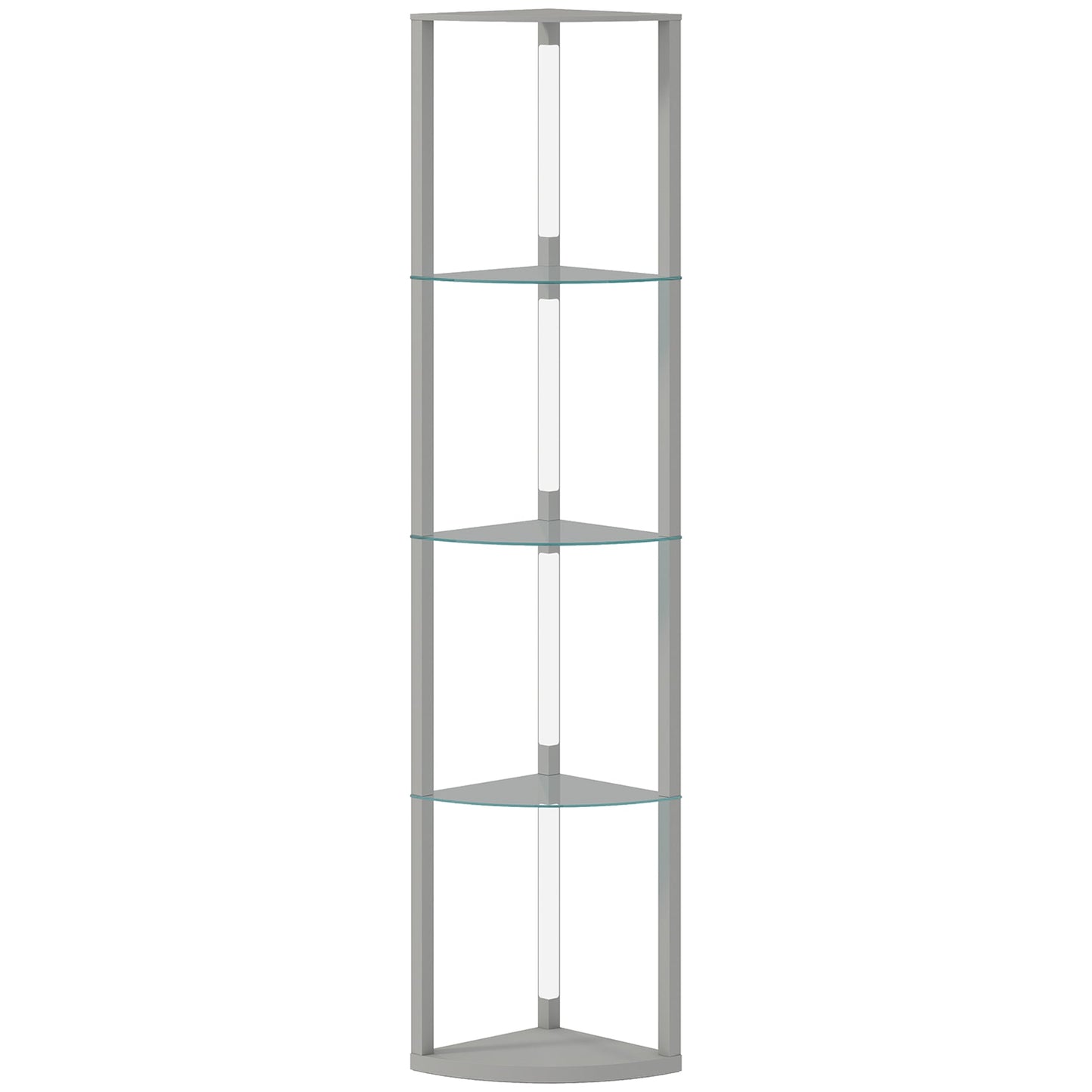HOMCOM LED Floor Lamp with Shelves, Dimmable Standing Lamp with Foot Switch for Living Room, Bedroom, Grey