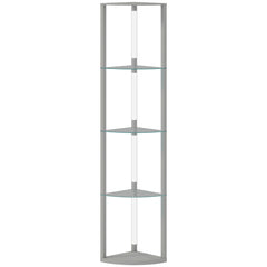 HOMCOM LED Floor Lamp with Shelves, Dimmable Standing Lamp with Foot Switch for Living Room, Bedroom, Grey