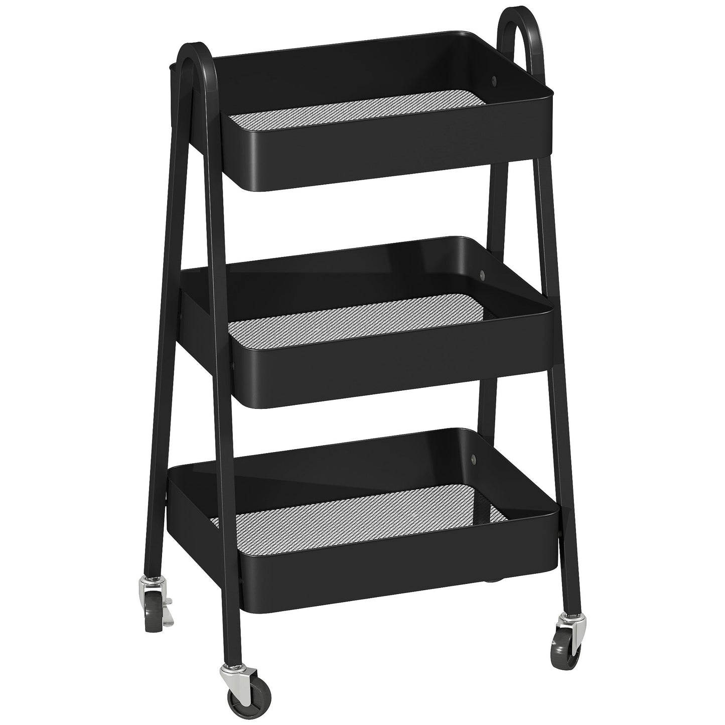 HOMCOM Three-Tier Storage Trolley - Black
