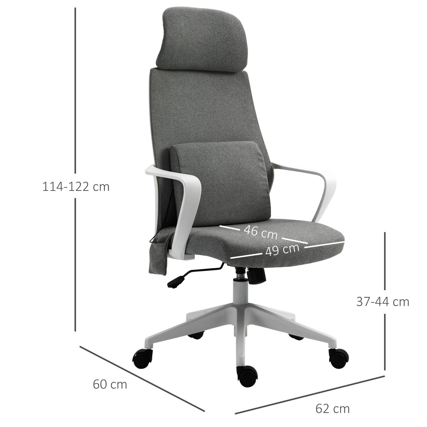 Vinsetto Mesh Office Chair & Massage Pillow Ergonomic Adjustable Height w/ Wheels