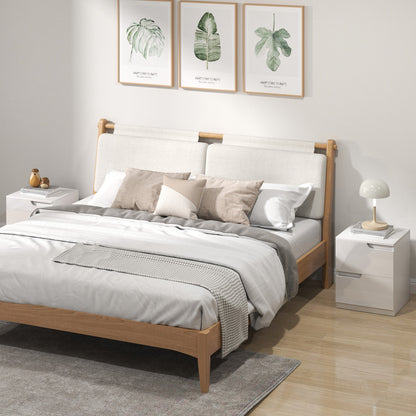 HOMCOM High Gloss Bedside Table Set of 2 - White